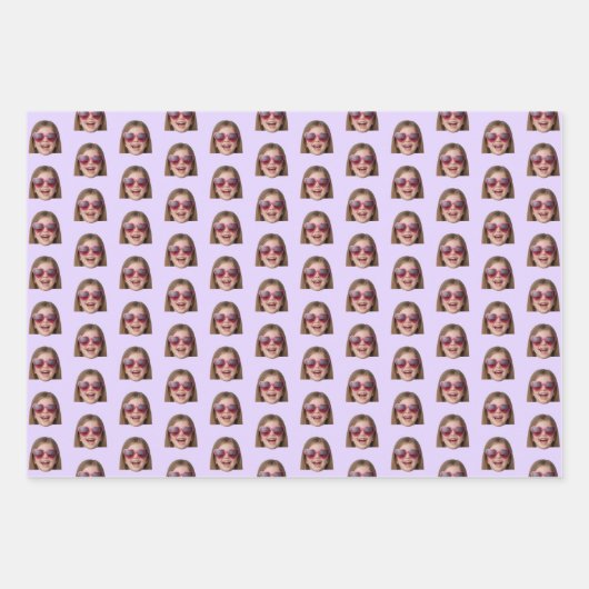 Personalized Funny Lavender Custom Face Photo Geschenkpapier Set (Vorderseite)