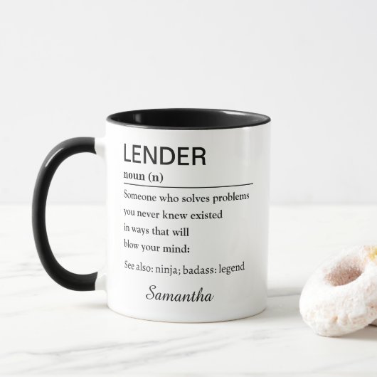Personalized Funny Lender Definition Tasse (Mit Donut)