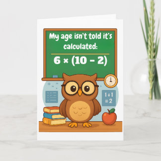 Personalized Funny Math Lover Humor Owl Birthday  Karte