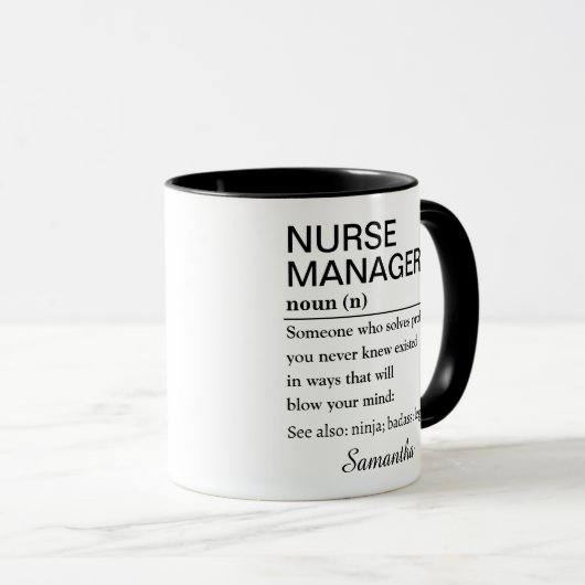 Personalized Funny Nurse Manager Definition Tasse (VorderseiteRechts)