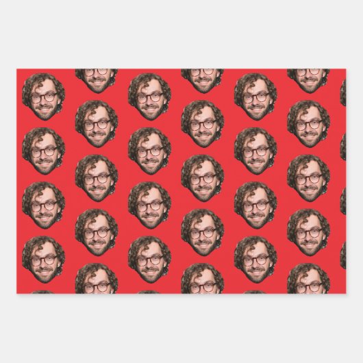 Personalized Funny Red Custom Face Photo Geschenkpapier Set (Vorderseite)