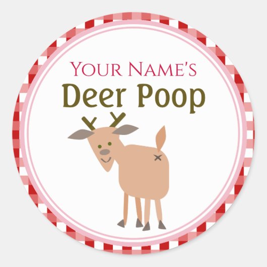 Personalized Funny Reindeer Poop Christmas Gift Runder Aufkleber (Vorderseite)