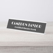 Personalized Funny Retro Gag Gift Theater Lovers Schreibtischnamensplakette (Vorderseite )