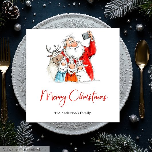 Personalized Funny Santa Christmas Dinner Napkins Serviette