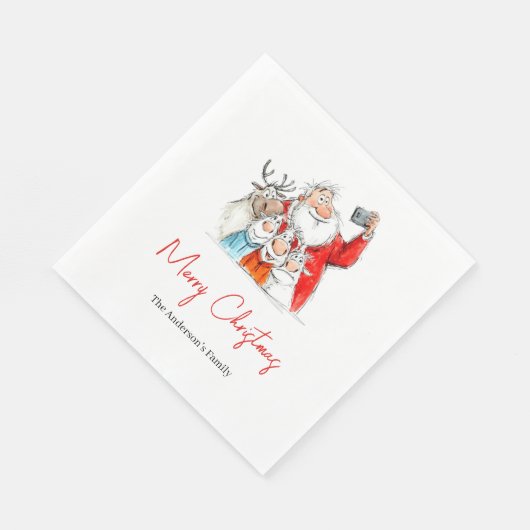 Personalized Funny Santa Christmas Dinner Napkins Serviette (Ecke)