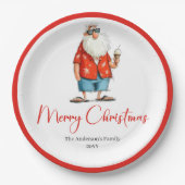 Personalized Funny Santa Christmas Dinner Plates Pappteller (Vorderseite)