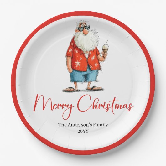 Personalized Funny Santa Christmas Dinner Plates Pappteller (Vorderseite)