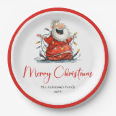 Personalized Funny Santa Claus Holiday Paper Plate Pappteller (Vorderseite)