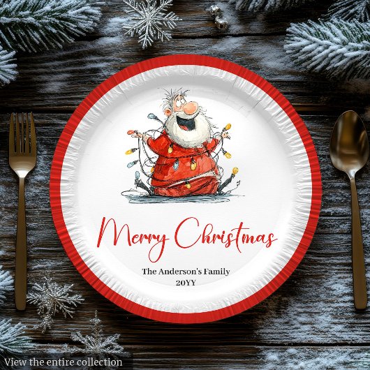 Personalized Funny Santa Claus Holiday Paper Plate Pappteller