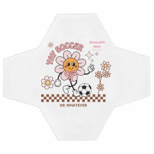 Personalized Funny Soccer Mum Retro Flower  Fußball (Flach)