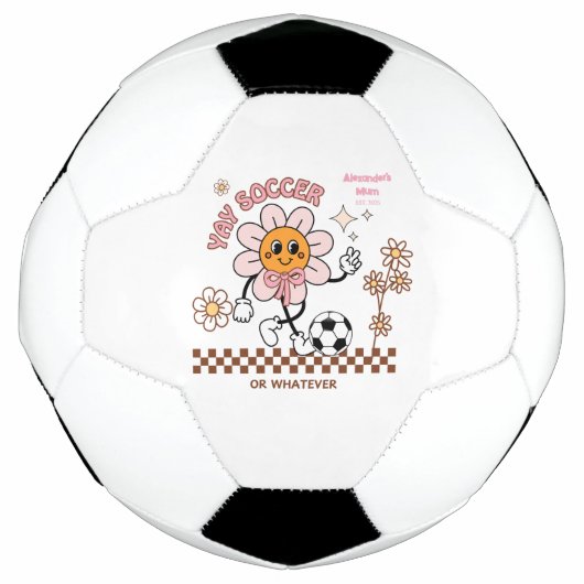Personalized Funny Soccer Mum Retro Flower  Fußball (Vorderseite)