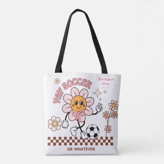 Personalized Funny Soccer Mum Retro Flower Tasche (Rückseite)