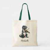 Personalized Funny T-Rex Dinosaur Playing Violin   Tragetasche (Rückseite)
