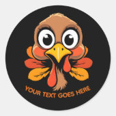 Personalized Funny Turkey Face Thanksgiving Runder Aufkleber (Vorderseite)