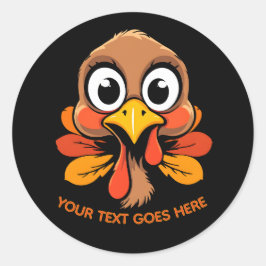 Personalized Funny Turkey Face Thanksgiving Runder Aufkleber