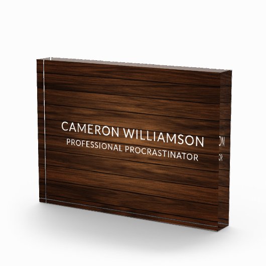 Personalized Funny Wood Paneling Procrastinator Fotoblock (Rechts)
