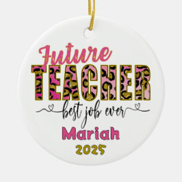 Personalized Future Teacher Cheetah Print Ornament
