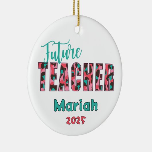 Personalized Future Teacher Leopard Print Ornament (Rechts)