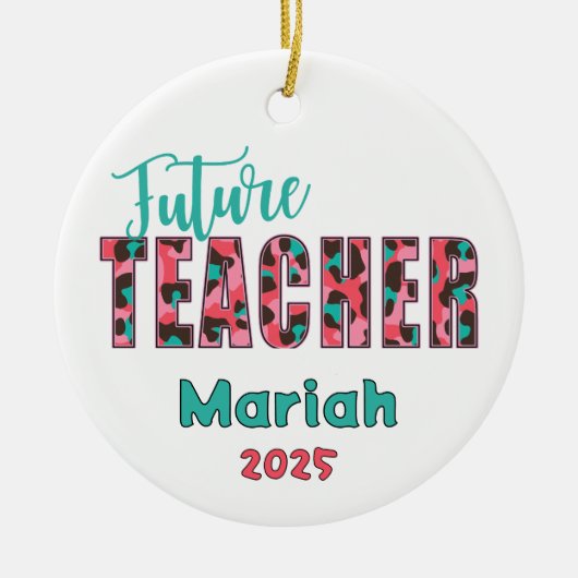 Personalized Future Teacher Leopard Print Ornament (Vorne)