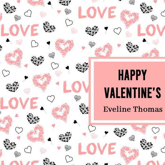 Personalized Galentine Love Sketch Heart Gift Bag Große Geschenktüte