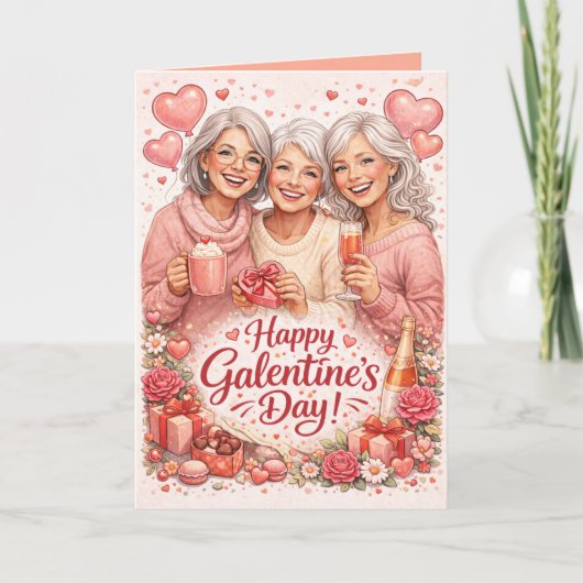 Personalized Galentine's Day Greeting Card Karte (Vorderseite)