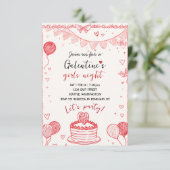 Personalized Galentines Girls Night Invitation RSVP Karte (Stehend Vorderseite)