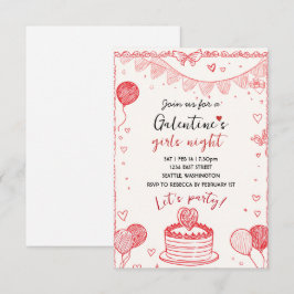 Personalized Galentines Girls Night Invitation RSVP Karte