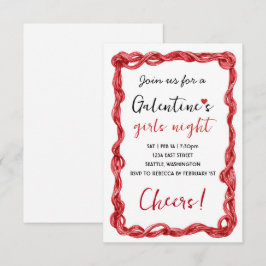 Personalized Galentines Red Party Invitation RSVP Karte
