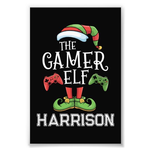 Personalized Gamer Elf Christmas Video Gaming Fotodruck (Vorne)
