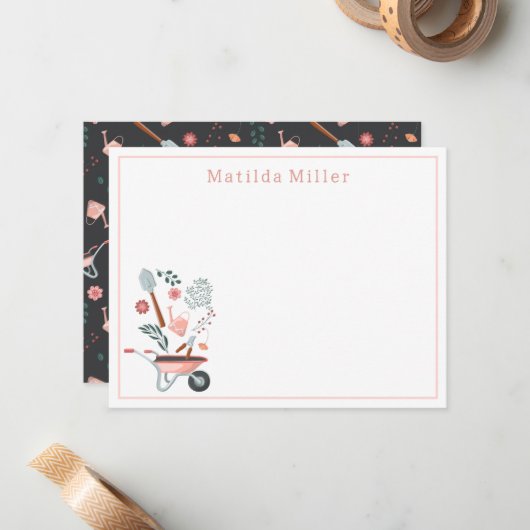 Personalized Garden Tools Note Card  Mitteilungskarte (Vorderseite/Rückseite Beispiel)