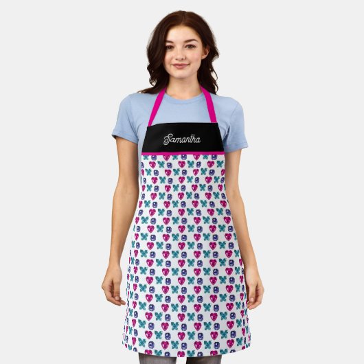 Personalized Gemstone Heart Butterfly Pattern Apro Schürze (Getragen)