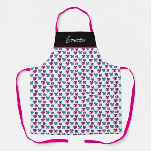 Personalized Gemstone Heart Butterfly Pattern Apro Schürze (Vorderseite)