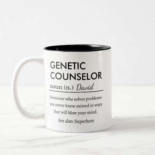 Personalized Genetic Counselor Zweifarbige Tasse (Links)