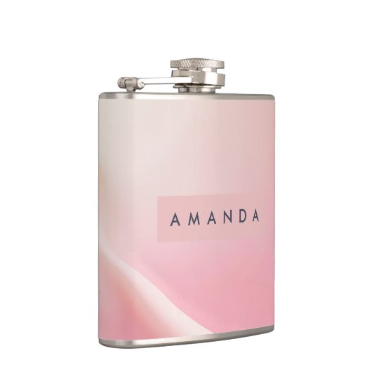 Personalized Gentle Pink Silk Wave Design Flachmann (Rechts)