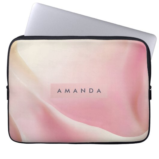 Personalized Gentle Pink Silk Wave Design Laptopschutzhülle (Vorderseite)