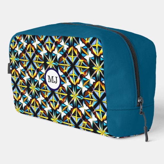 Personalized Geometric Blue Travel Bag Waschbeutel (Rechte Ecke)