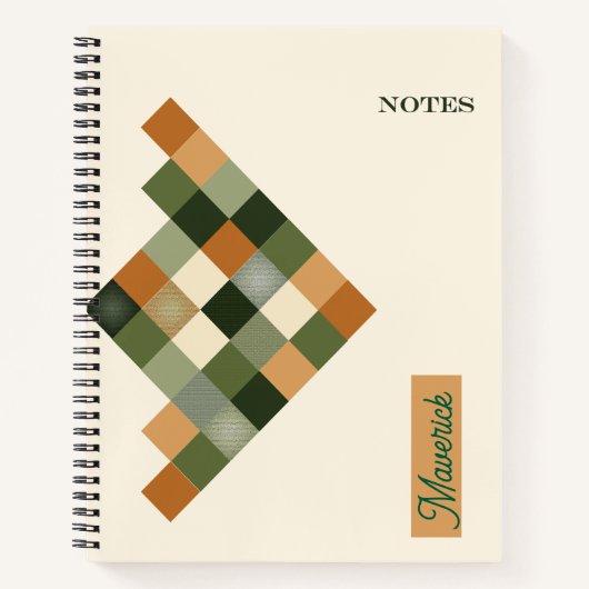 Personalized Geometric Notebook – Earth Tone Notizblock (Vorderseite)