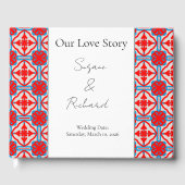 Personalized Geometric Red Wedding Guestbook Gästebuch (Vorderseite)