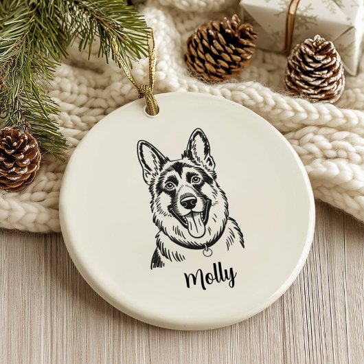 Personalized German Shepherd Dog Christmas Keramik Ornament