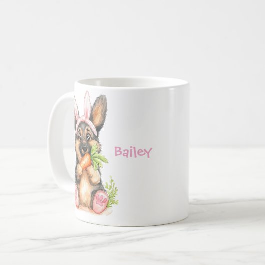 Personalized German Shepherd Puppy Easter Kaffeetasse (Vorderseite Links)