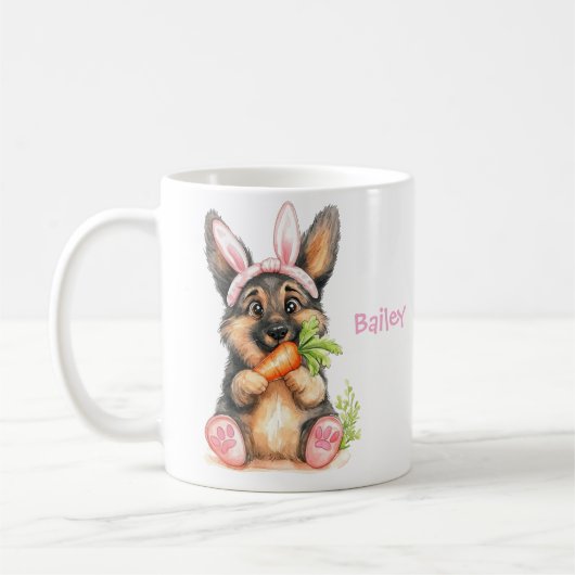 Personalized German Shepherd Puppy Easter Kaffeetasse (Links)