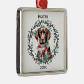 Personalized German Shorthaired Pointer Christmas Ornament Aus Metall (Rechts)