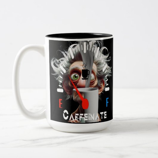 Personalized Get Caffeinated Zweifarbige Tasse (Links)