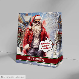 Personalized Gift Bag Funny Santa Holiday Accent Mittlere Geschenktüte