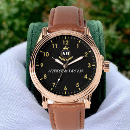 Personalized Gift Custom couple monogram  Armbanduhr