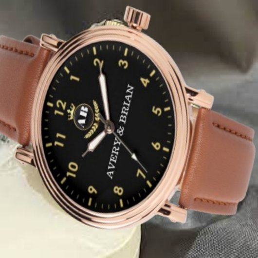 Personalized Gift Custom couple monogram Armbanduhr