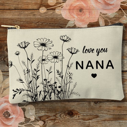 Personalized Gift For Nana Floral Wildflowers Zubehörtasche