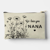 Personalized Gift For Nana Floral Wildflowers Zubehörtasche (Rückseite)