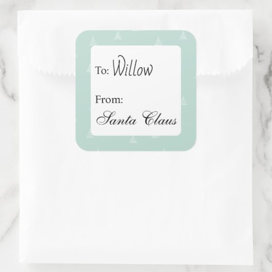 Personalized gift labels from custom name quadratischer aufkleber (Tasche)
