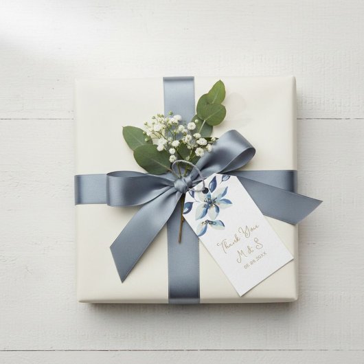 Personalized Gift Tag with Blue Flowers Geschenkanhänger